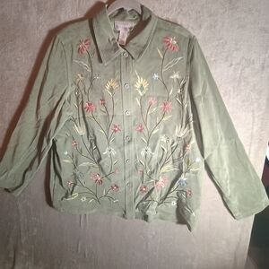 Vintage Susan Graver Olive Green Shirt Jacket Size L New